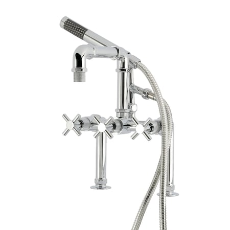 Kingston Brass 7" Center Deck-Mount Clawfoot Tub Faucet with Hand Shower, Polished Chrome AE6401DX