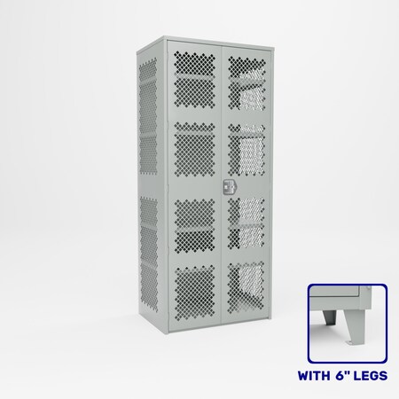 Pucel Heavy Duty Storage Cabinet, 36 in W x 78 in H x 24 in D, Perforated, Light Blue HDSC-3672-24-4L-PERF