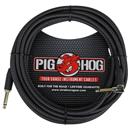 Pig Hog ''Black Woven'' Instrument Cable, 20-Feet Right Angle PCH20BKR