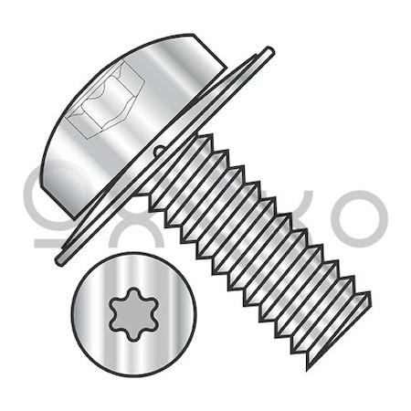 10-32X1/2 6 Lobe Pan Square Cone 410 Stainless Sems Fully Threaded 18-8 Stainless Steel, 5000PK