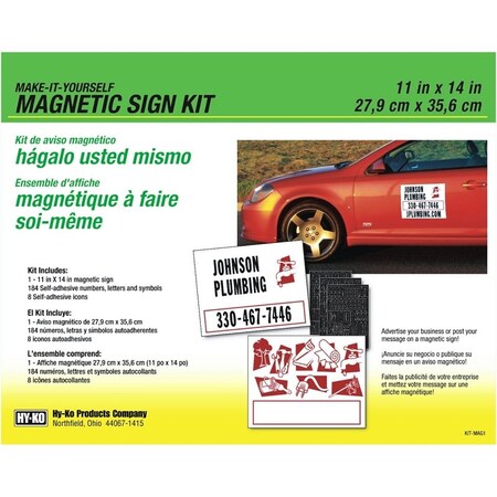 Hy-Ko Sign Kit, Blank (Make Your Own Message), Black Legend, White Background, Magnetic KIT-MAG1