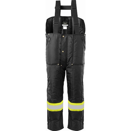 Ironwear Vertical Quilted Insulated Low Bib Overalls w/ Reflective Tape, Black, Large 6940-B-LG