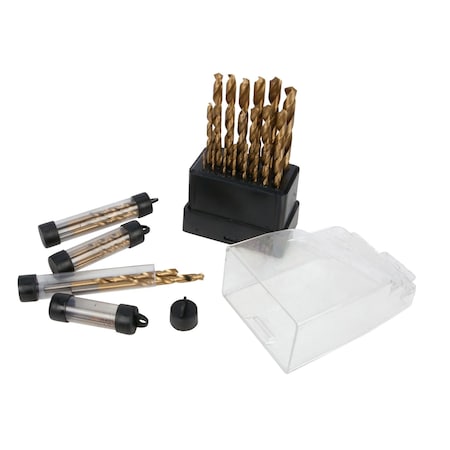 Performance Tool 63 pc. Titanium Drill Bit Set, HSS Bits, Storage Case W9012