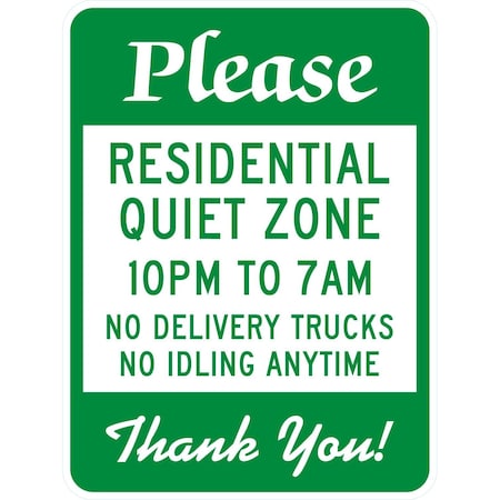 Lyle Please, Residential Quiet Zone 10 PM To 7 AM, No Delivery T, 18x24, Engineer Grade, White G-10214-EG_18x24