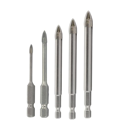 Drill America 5 Piece Carbide Tipped 4 Flute Glass And Tile Drill Bit Set W/ Hex Shank DWD4FGDHEX-SET