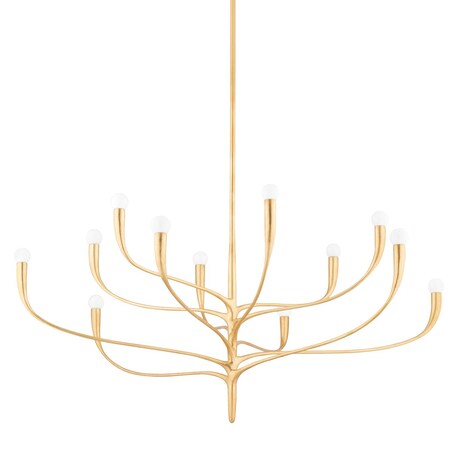 Hudson Valley Lighting Labra 12 Light Chandelier 52.25 In. Vintage Gold Leaf 9612-VGL