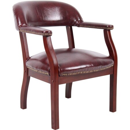 Boss Office Products Boss Conference Chair with Arms - Vinyl - Burgundy B9540-BY