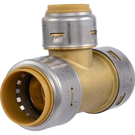 Sharkbite Max Reducing Tee, 1 x 1 x 3/4 in, Push-to-Connect, Brass/Stainless Steel, 400 psi Pressure UR416A