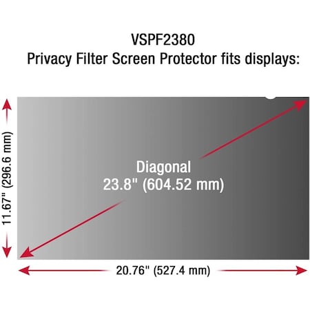 Viewsonic ViewSonic Privacy Filter Screen Protector Black - Privacy Filter Screen Protector Black VSPF2380
