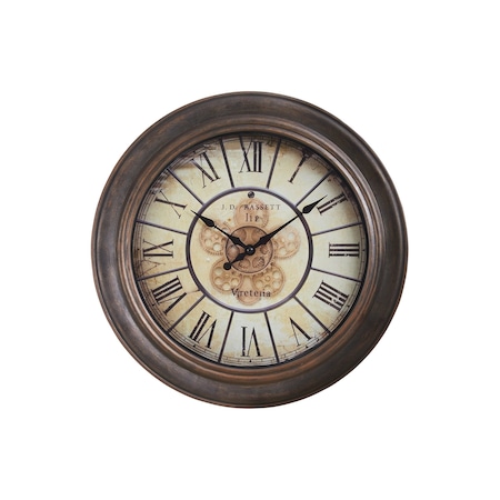 Monarch Specialties Clocks, 15'' Round, Wall Clock, Antique Brown, Transitional I 9081