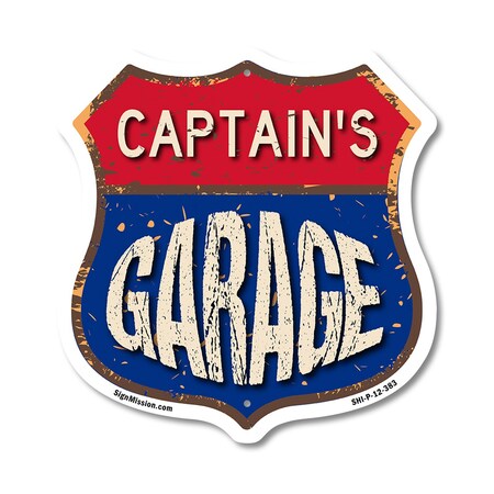 Signmission Captain's Garage, 12 Inch X 12 Inch, Plastic Sign SHI-P-12-383-CAPTAIN