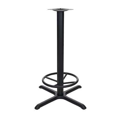 Bfm Seating Stamped Steel, 30 x 30 Cross Base, Bar Height with Foot-Ring, 3in Column, 7 7/8in Welded Top Plate STB-3030TFR