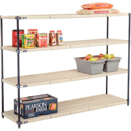 Global Industrial Nexel Nexelite 4 Shelf, Vented Plastic Mat Shelving Unit, Starter, 72"W x 21"D x 54"H 331481N