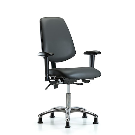 Blue Ridge Ergonomics Vinyl Chair, Vinyl, Adjustable Arms BR-VDHCH-MB-CR-T1-A1-RG-8823