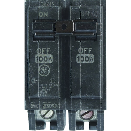 Ge Circuit Breaker, THQL Series, 100A, 2 Pole, 120/240V AC, 10kA at 120/240V AC THQL21100PA
