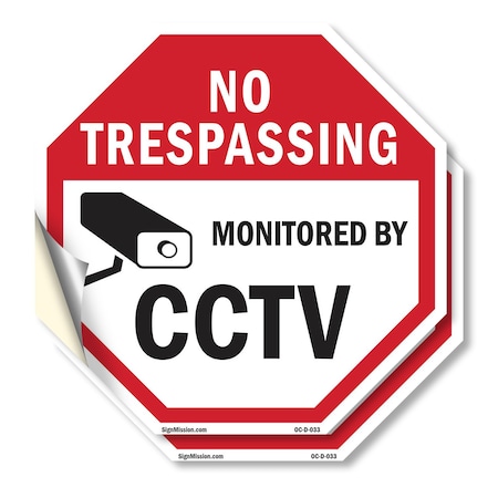 Signmission No Trespassing Monitored By CCTV, 4 inch X 4 inch, Vinyl Decal, 2PK OC-D-2PACK-4-33
