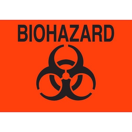 Brady Biohazard Sign, 3 1/2 in Height, 5 in Width, Vinyl, Rectangle, English 89170-A