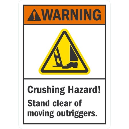 Lyle Crushing Hazard! Stand Clear Of Moving Outriggers, 5x7, Engineer Grade, White G-16832-ED_5x7