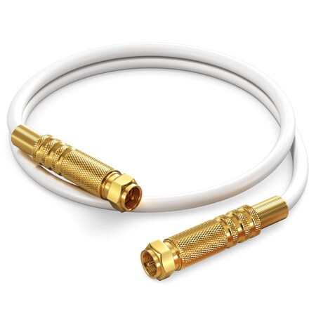 Maximm 2ft RG6 Quad Shielded Coaxial Cable, Non-Oxygen Copper, White RG6-STS-GLD-4S-2WH
