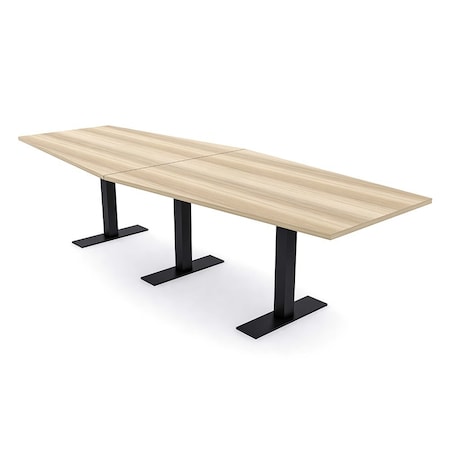 Skutchi Designs 12 Person Conference Table With Power Unit | 12' Hexagon Table | Harmony Series HAR-HEX.IR-48X144-T.BK-K525-NA