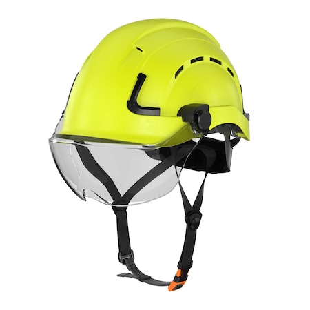 Defender Safety H2-CH Safety Helmet w/ Clear Visor - Type 2 Class C, ANSI Z89 and EN12492 rated, Safety Yellow H2-CH-07V