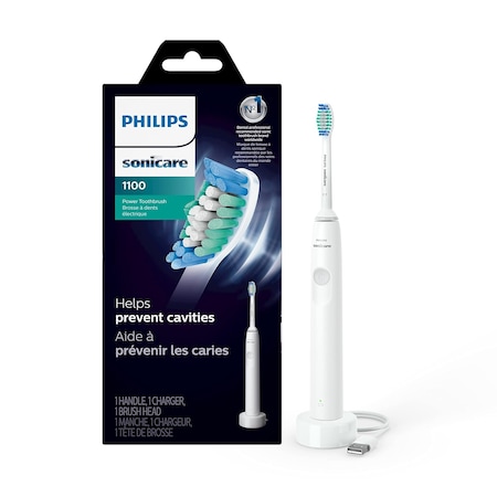 Signify Sonicare 1100 Power Toothbrush, Rechargeable Electric Toothbrush, White Grey HX3641/02