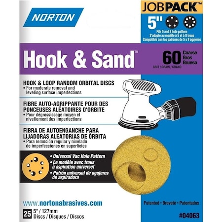 Norton Co SANDING DISC HL 5IN 60GRIT 4063