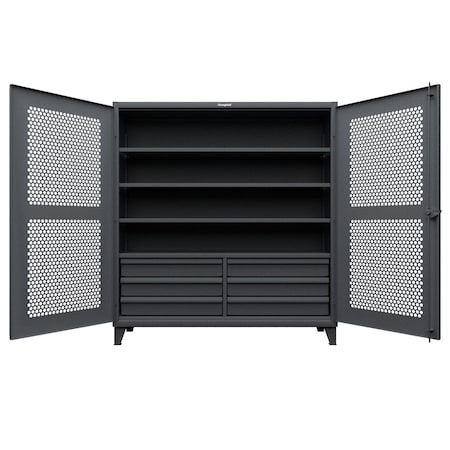 Strong Hold 12 GA Extreme Duty Ventilated (Hex) Cabinet with Half-Width Drawers 66-H-244-6/5DB