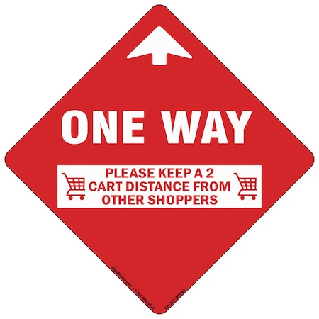 Signmission One Way Arrow 2 Cart Distance Non-Slip Floor Graphic, 7" x 7", FD-2-X-7-99982 FD-2-X-7-99982