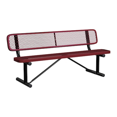 Leisure Craft Bench/Back, Portable, 6ft., Burgundy B6WBP-BURGUNDY