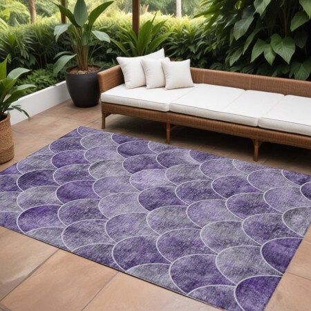 Homeroots 8' X 10' Purple Lilac And Lavender Abstract Washable Indoor Outdoor Area Rug 577682