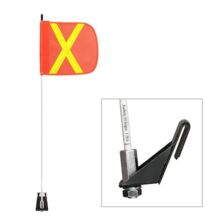 Safetywhips Warning Whip Light Duty Whip with Flag, White Whip, Orange Flag, Yellow Reflective X, 36 Length LWW03-SXY