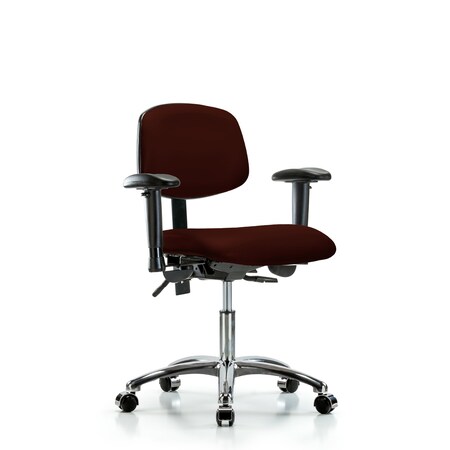 Blue Ridge Ergonomics Desk Chair Desk Chair, Vinyl, Chrome AA Casters, Burg, Adjustable Arms, 18" to 23" Height, Vinyl BR-VDHCH-CR-T0-A1-CC-8569