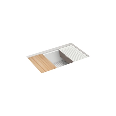 Kohler Billings 29 undermount single-bowl workstation kitchen sink Matte White 33712-PC-CM6