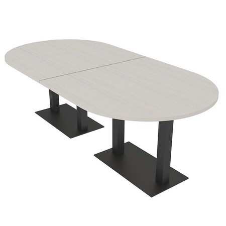 Skutchi Designs Racetrack Conference Table With Power Unit, 48 in W, 96 in L, Ivory HAR-RAC-48X96-DOU.BK-K458-NA