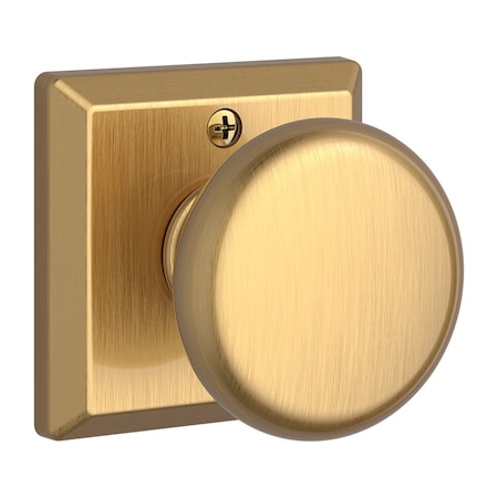 Baldwin Half Dummy Round Knob and Traditional Square Rose Lifetime Satin Brass Finish HDROUTSR044