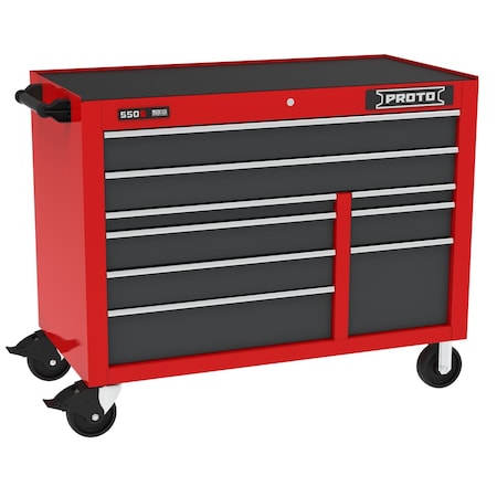 Proto 550 Series Rolling Cabinet, 9 Drawer, Red/Gray, 50 in W x 25-1/4 in D x 41 in H J555041B-9SG