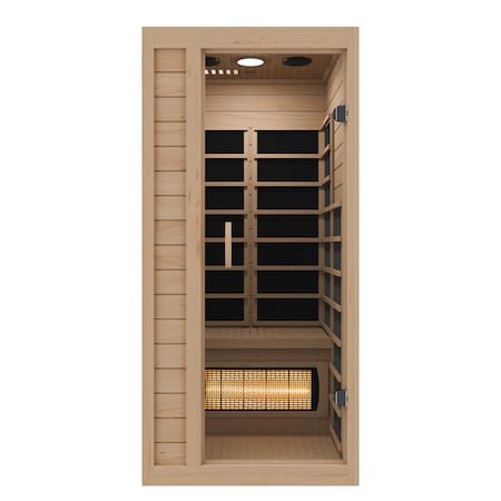 Steamspa 1-Person Carbon FAR Infrared Hemlock Wooden Indoor Sauna Room with LED Touch Control Panel SC-SS0013-GS