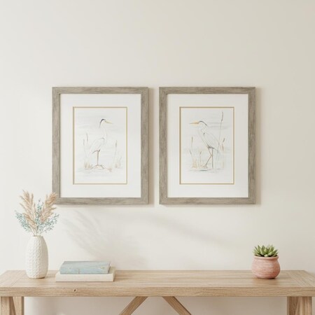 Homeroots Set Of Two Heron Stance Brown Framed Wall Art, 2PK 653076