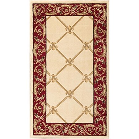 Infinity Home 2 ft. 3 in. x 3 ft. 11 in. Timeless Fleur De Lis Area Rug - Ivory 36223