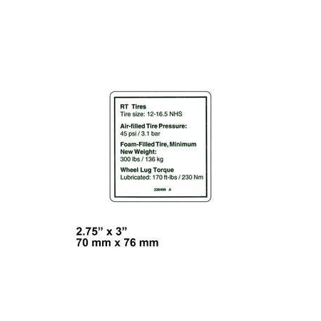 Genie REPLACEMENT DECAL-NOTICE-TIRE PRESSURE 226499