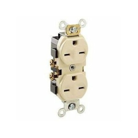 Leviton Duplex Straight Blade Receptacle, 6-15R, 15 A, 250V AC, 2 Pole, 3 Wire, Flush Mount, Grounded 5028-I