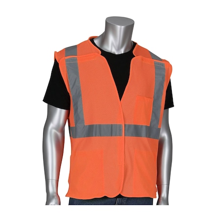 Pip ANSI Type R Class 2 Three Pocket Mesh Breakaway Vest 302-5PMVOR-3X