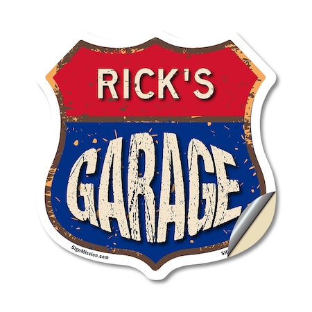 Signmission Rick's Garage, 12 Inch X 12 Inch, Vinyl Decal SHI-D-12-383-RICK