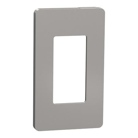 Square D Cover Frame, X Series, 1 Gang, Screwless, Number of Gangs: 1 Plastic, Matte Finish, Gray SQWP141001GY