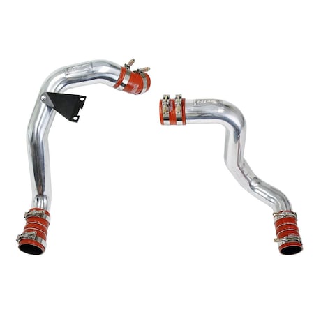Hps Performance Hot & Cold Side Charge Pipe with Orange CAC Hose Intercooler Boots, Polished,  17-105P