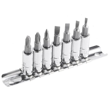 Genius Tools 7PC 1/4in Dr. Slotted & Philips Bit Socket Set BS-207S