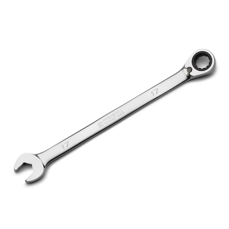 Capri Tools 17 mm 120-Tooth Ultra-Smooth Reversible Ratcheting Combination Wrench, XL Long Series, Metric, 12Point CP15817