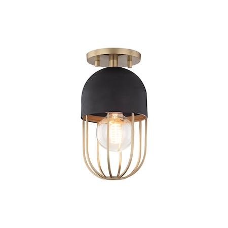 Mitzi Haley 1 Light Semi Flush 5.5 In. Aged Brass/Black H145601-AGB/BK