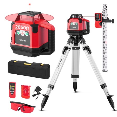 Vevor 1650ft Rotary Laser Level Kit Self Leveling Red Line 0.06 in/100 ft LRE205